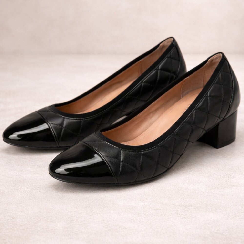 Vionic Ruby Quilted Leather Cap Toe Block Heel Pu… - image 2